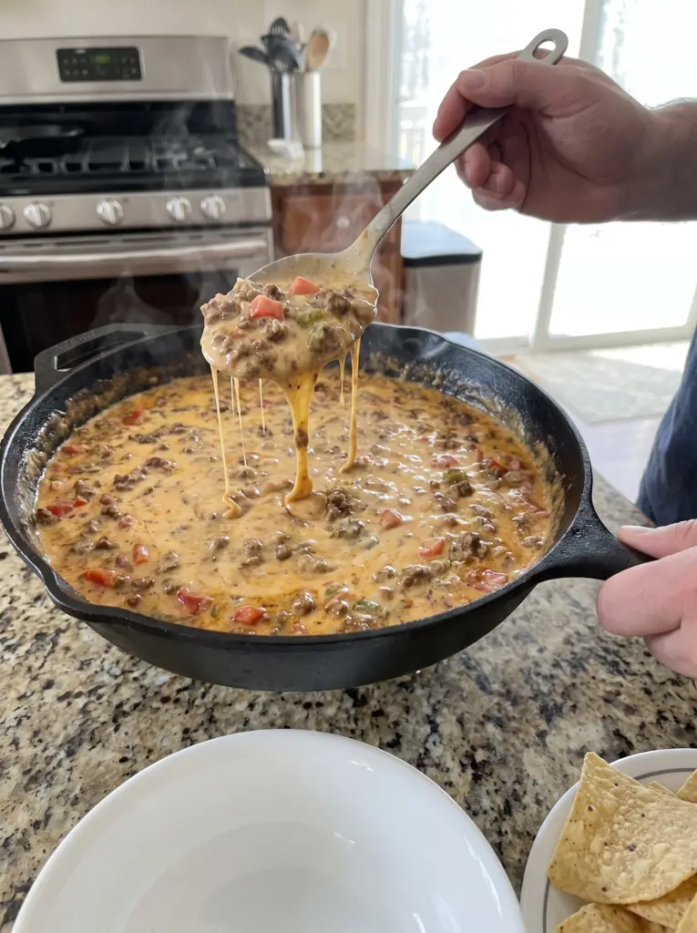 4 Ingredient Beef Queso Dip