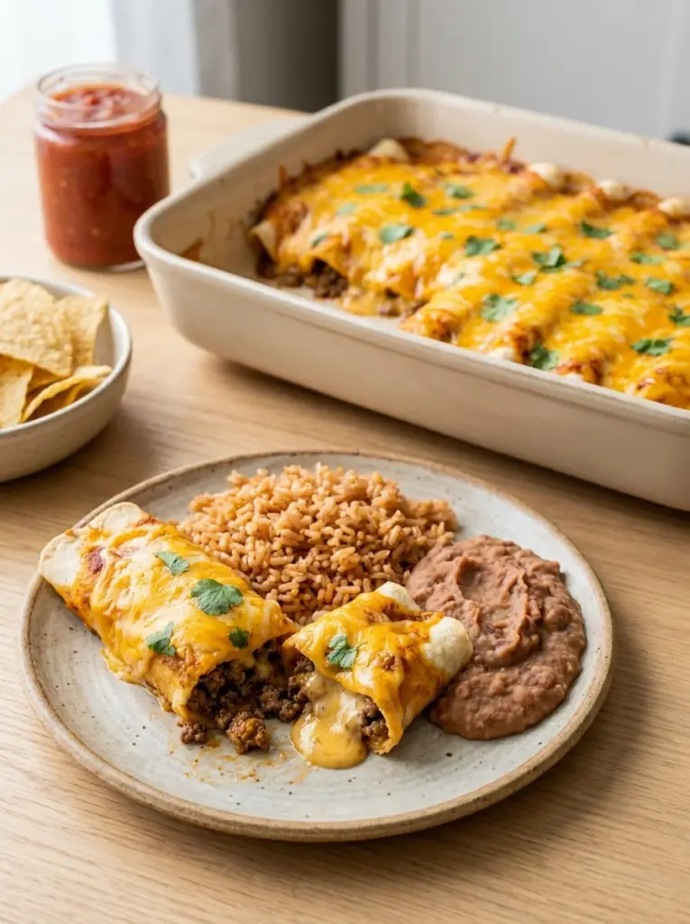 Queso Beef Enchiladas