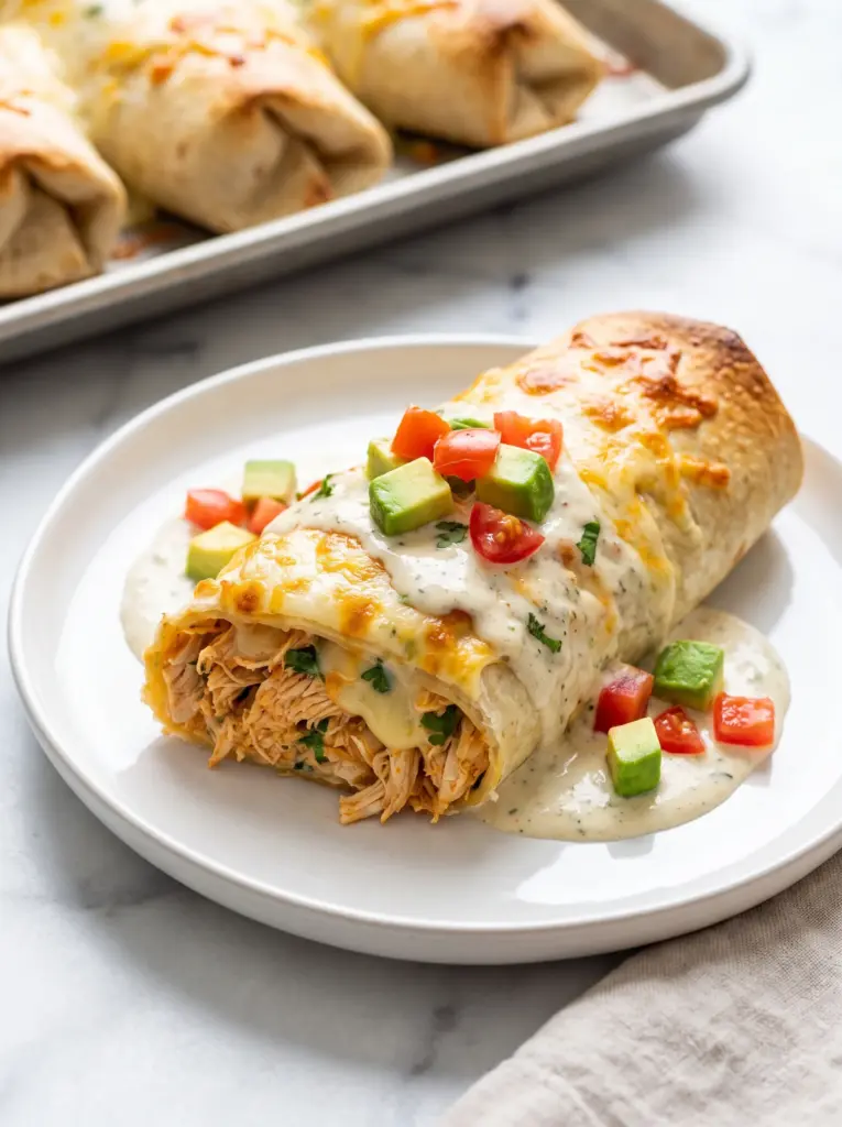 Smothered Ranch Chicken Burritos