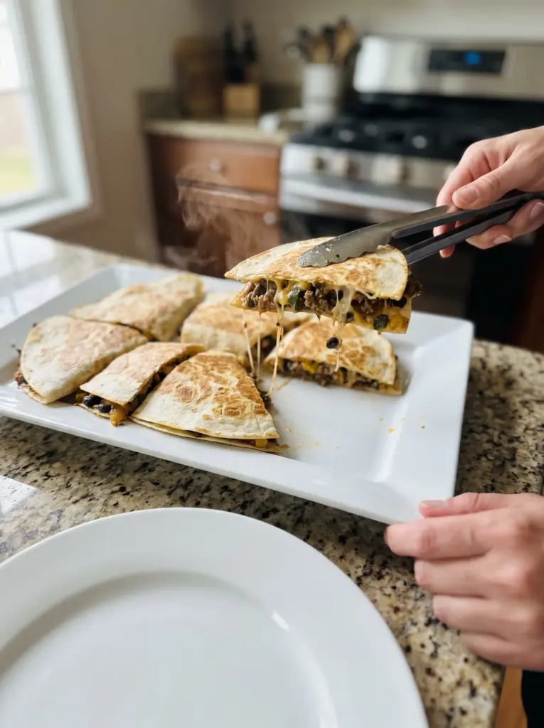 Southwest Ground Beef Quesadillas