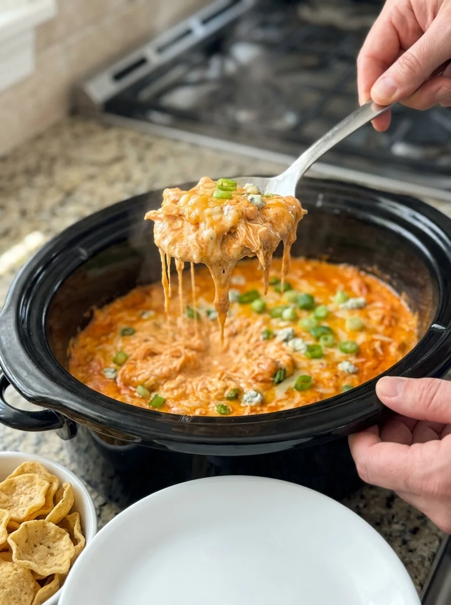 Creamy Crockpot Buffalo Chicken Dip image 2