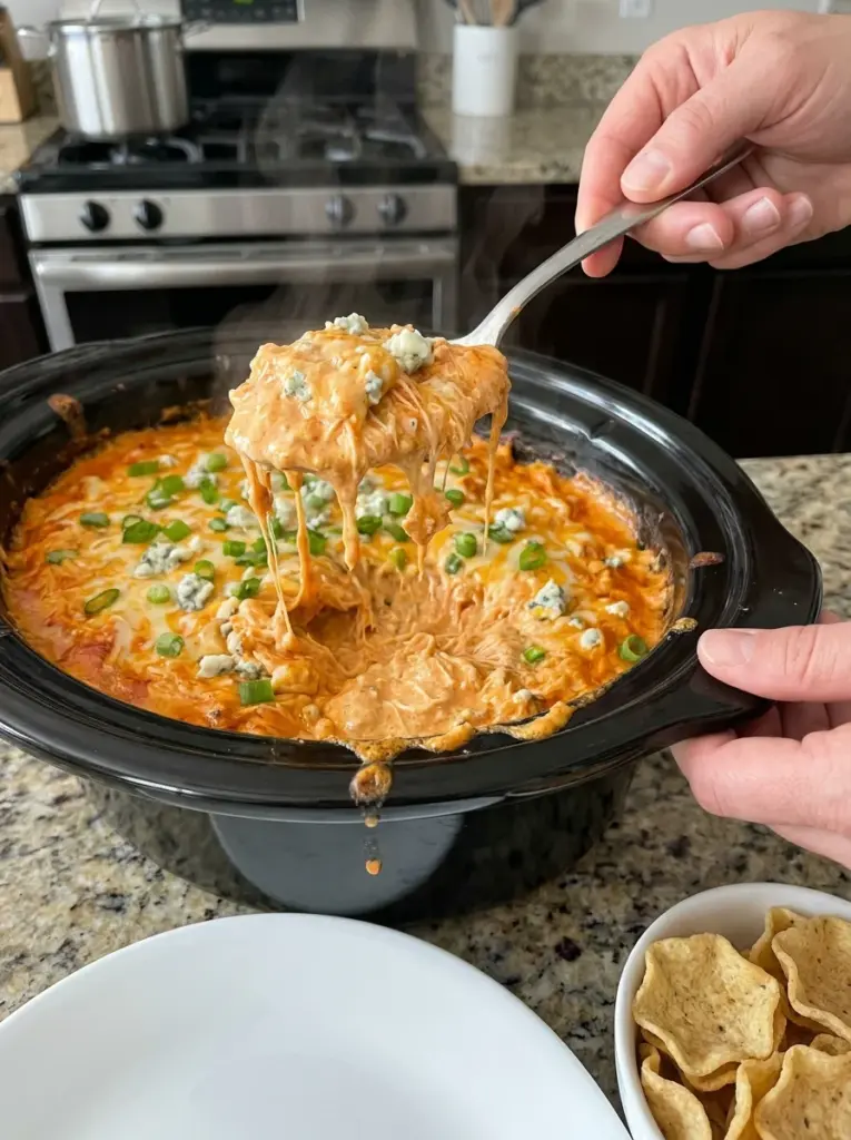 Creamy Crockpot Buffalo Chicken Dip