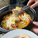 Easy Crockpot Chicken Philly Cheesesteak