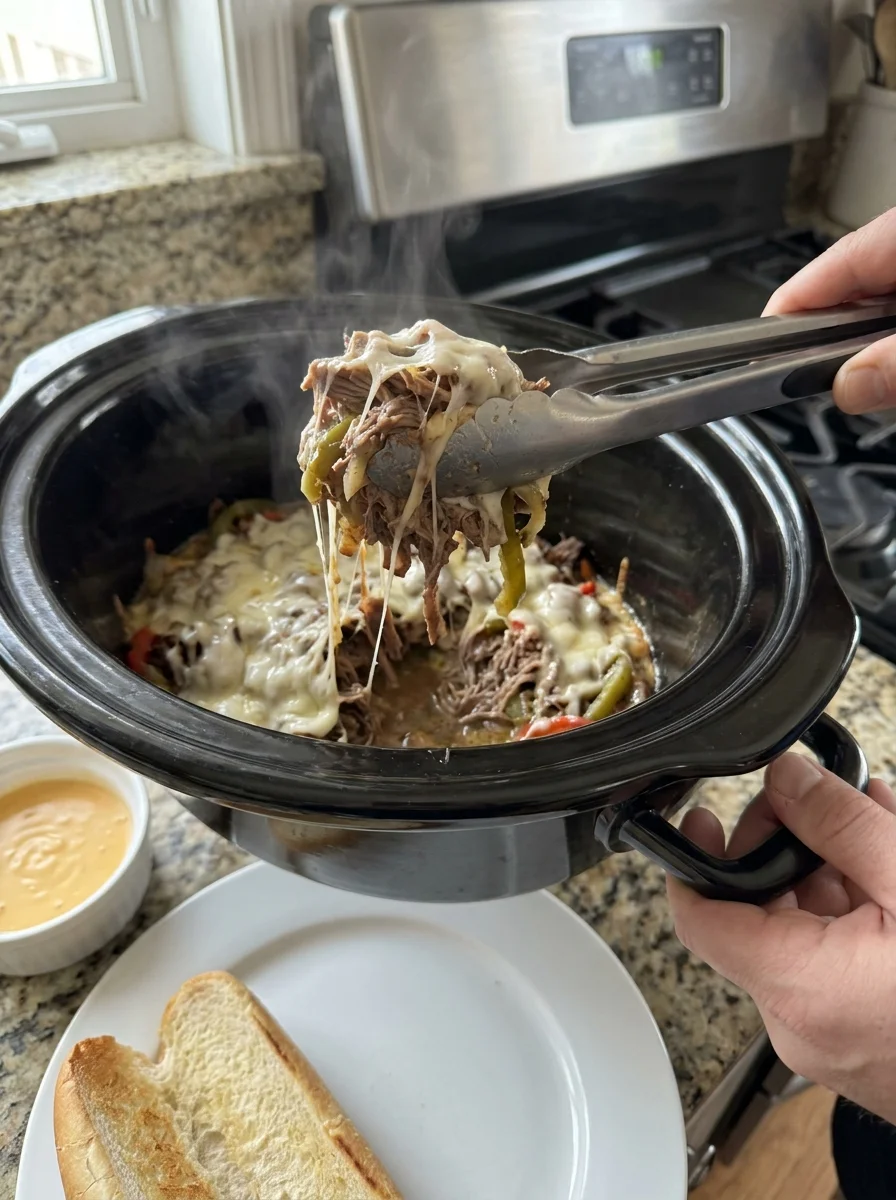 Easy Crockpot Philly Cheesesteaks image 2