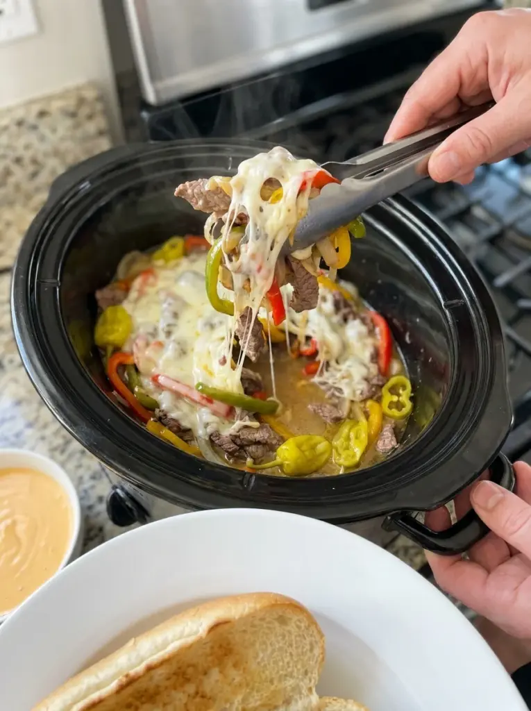 Easy Crockpot Philly Cheesesteaks