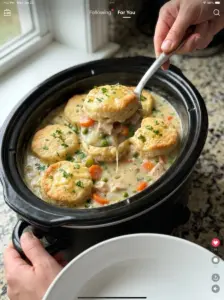 Slow Cooker Chicken Pot Pie {with Biscuits}