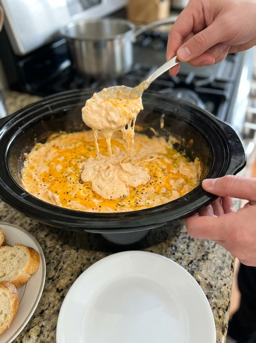 The BEST Crockpot Buffalo Chicken Dip (Canned Chicken) image 2